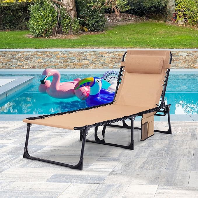 Folding Chaise Lounge Chair Bed