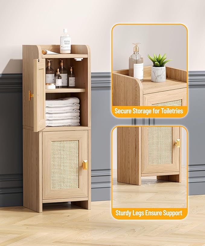 Akxomel Rattan Small Bathroom Cabinet