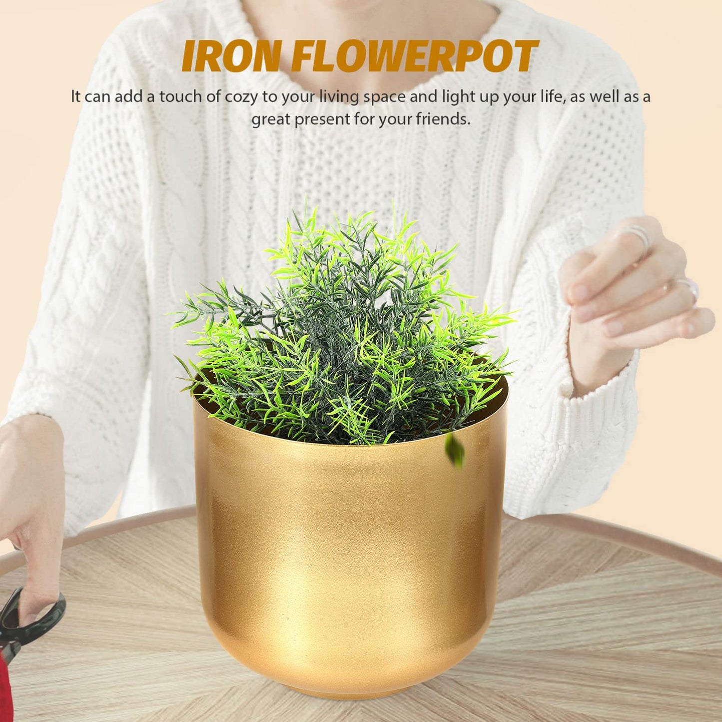 Large Indoor Planters Large Gold Planters Metal Iron Plant Pots Indoor Decorative Flower Pots Artistic Modern Iron Plant Pot with Drain Holes Outdoor