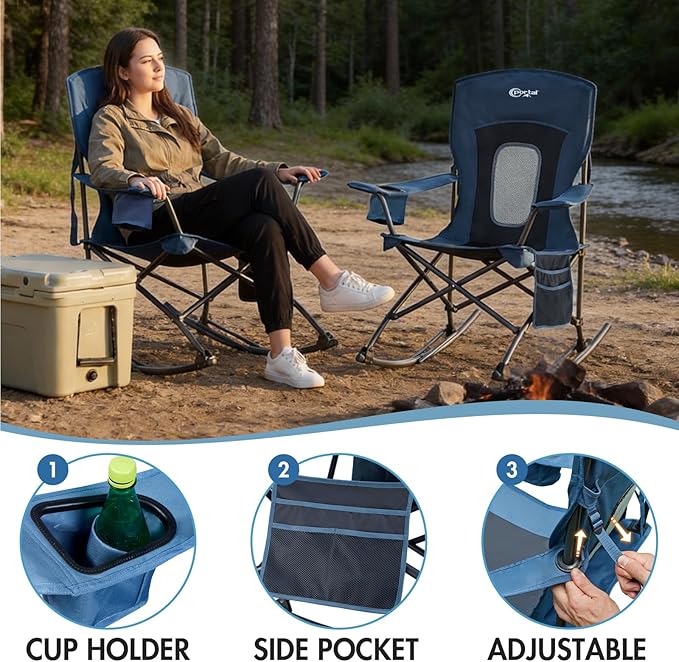 Portal Outdoor Rocking Chair Camping Folding Portable Rocker