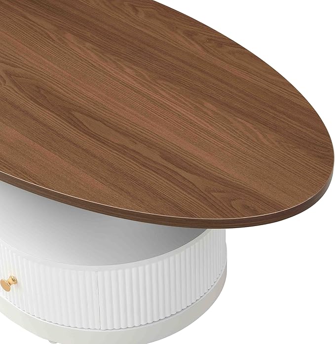 Modern Oval Coffee Table Set of 2, Wood Living Room Accent Coffee Table and