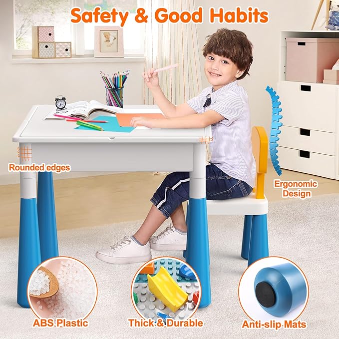 Arscniek Toddlers Activity Table 7 in 1 Kids Activity Tables and Chair Set