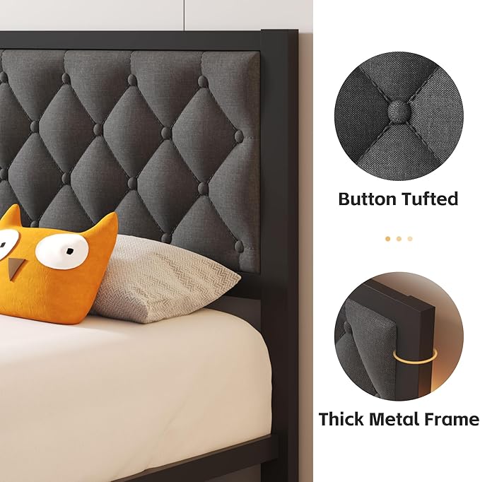 Fluest Twin Bed Frame with Headboard Linen Upholstered Bed Frame Platform