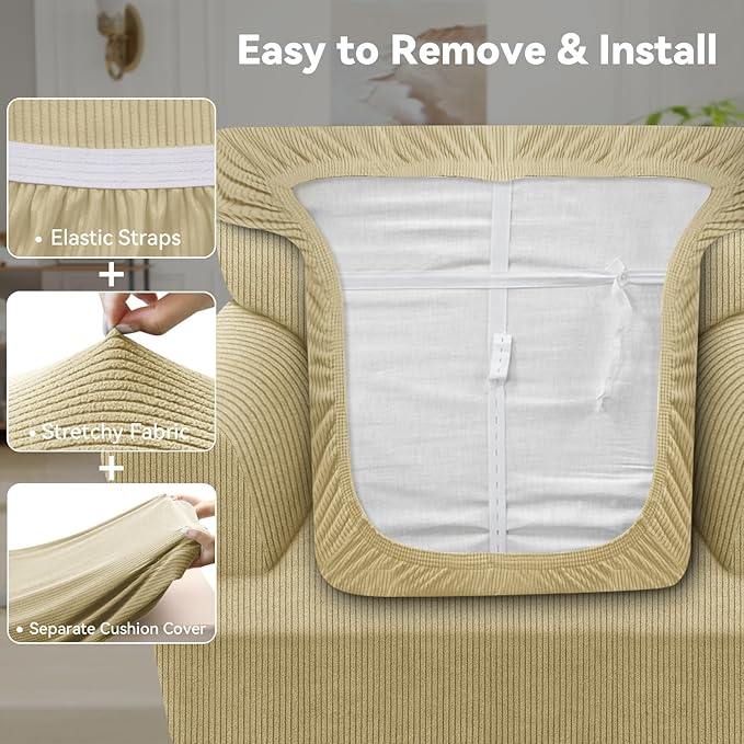 Waterproof Chair Cover with Arms 2-Piece Set Striped Slipcover