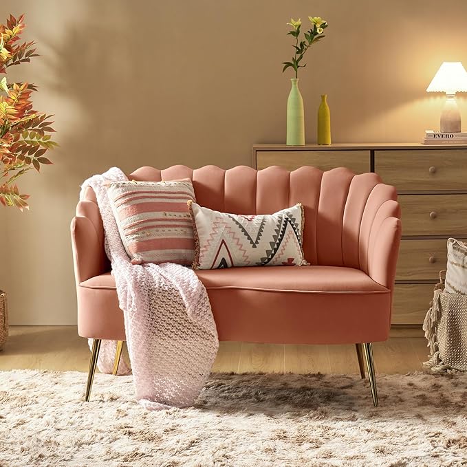 HULALA HOME Modern Velvet Loveseat Sofa