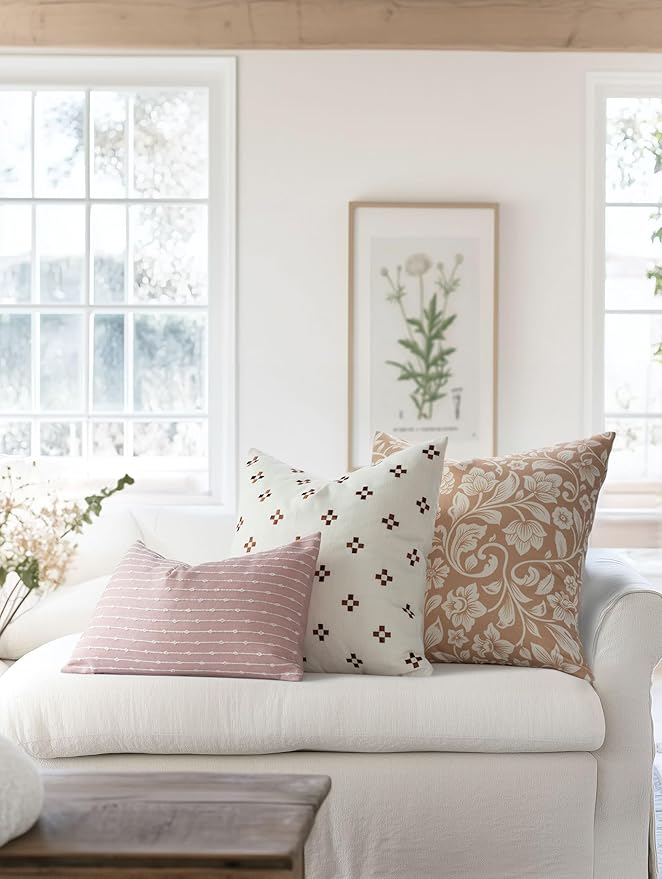 Crumbs Home Modern Farmhouse Fall Linen Indoor Outdoor Throw Pillow Cover Only