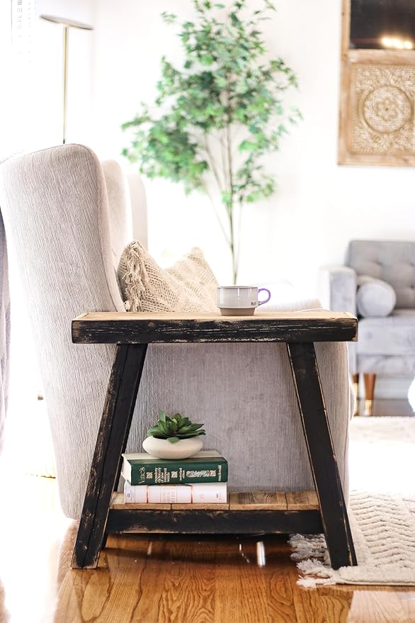 Doug and Cristy Designs Aztec A-Frame Side Table; Reclaimed Wood End Table