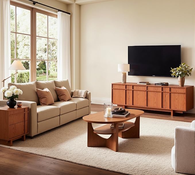 TV Stand for 75 Inch TV, Mid Century Modern TV Stand