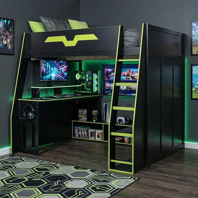 Full Size Wood Esports Loft Bed