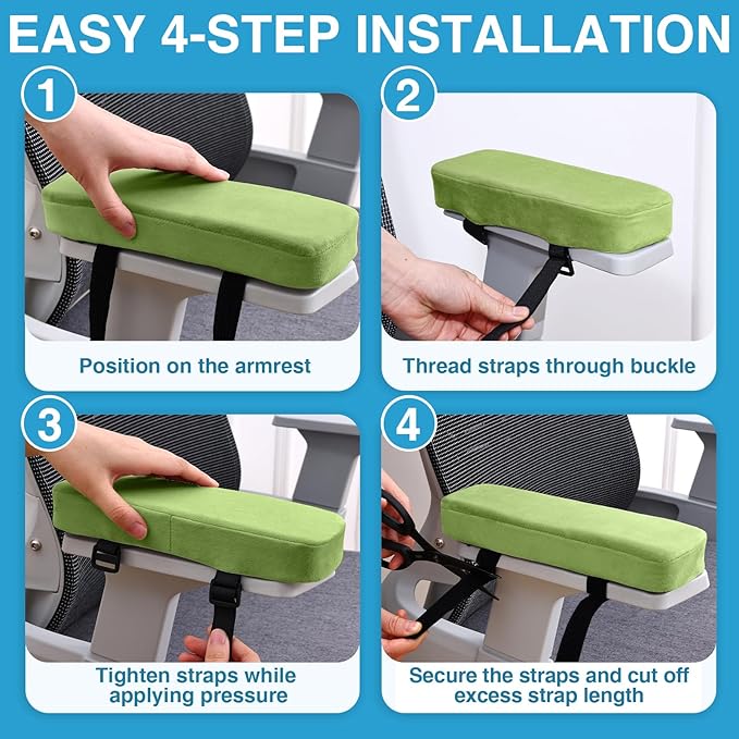 Smiry Ergonomic Office Chair Armrest Pads, Memory Foam Arm Rest Covers