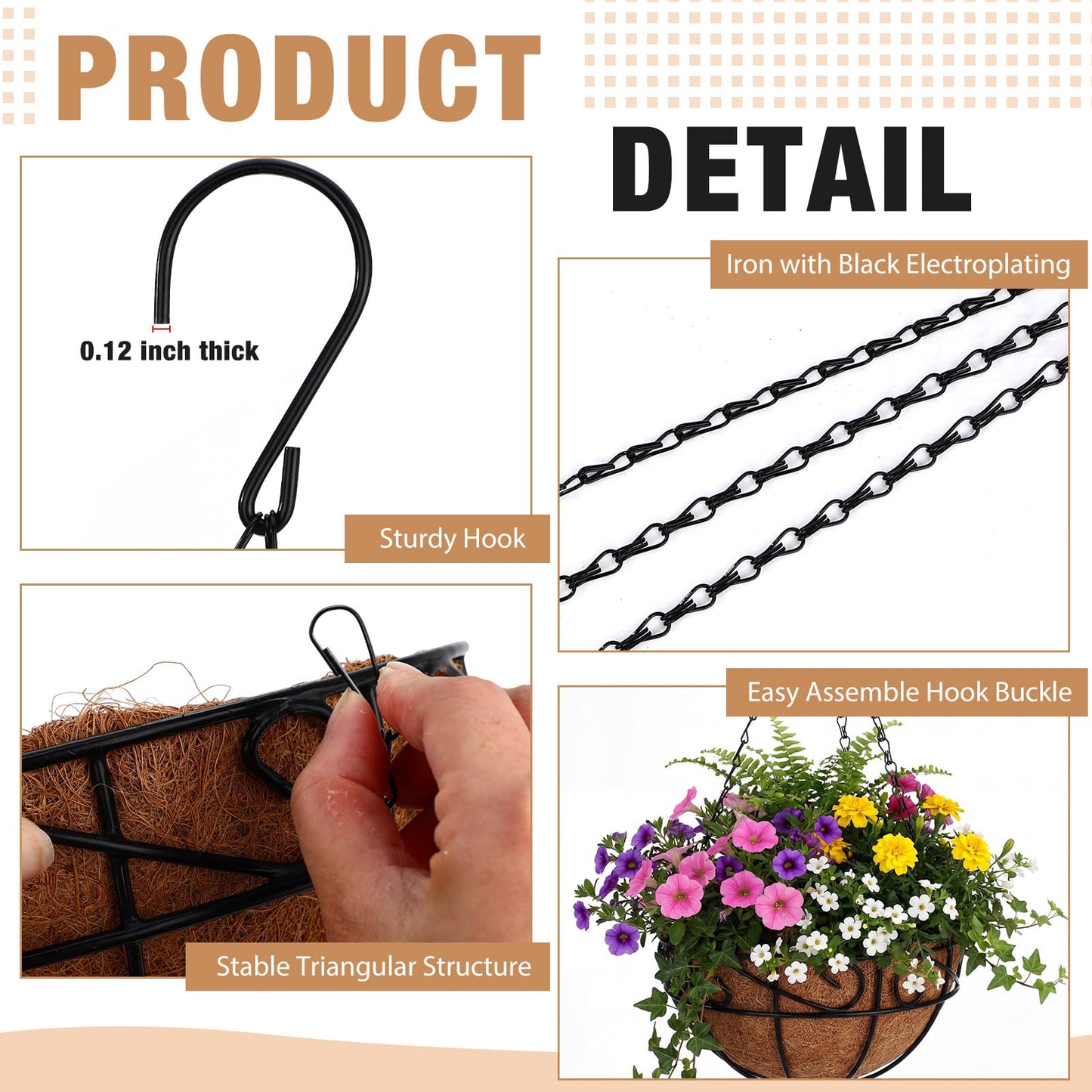 Otoolling 20 Pack 23 Inch Hanging Basket Chain Plant Hanging Chains with Hook Flower Pot Hangers Metal Plant Hanger Replacement Pot Holder for Planters, Bird Feeders and Lanterns