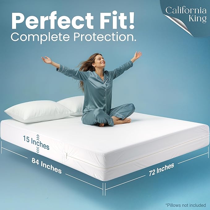 Utopia Bedding Mattress Protector Zippered California King Size, 100%