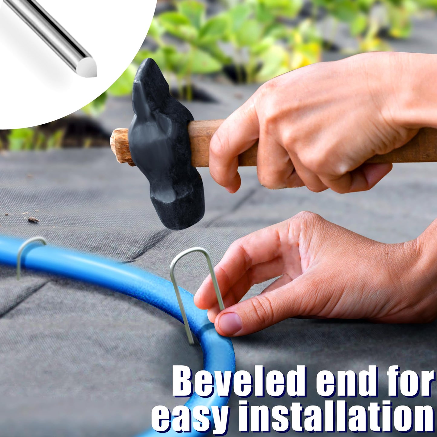 HOUYA 50 Pack Garden Stakes 6 Inch U-Shaped Drip Irrigation Stakes Galvanized Landscape Staples Garden Pins Yard Lawn Ground Stakes for Soaker Hose Drip Line Tubing Landscape Fabric Weed Barrier