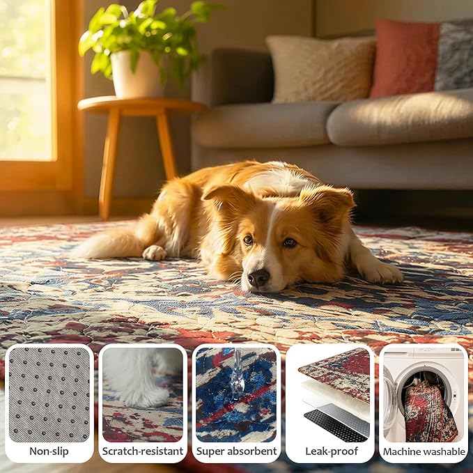 Washable Pee Pads for Dogs, Reusable Puppy Potty Training Pads, Ultra-Absorbent Thick Waterproof Leak-Proof Non-Slip Pads & Mat for Crate, Playpen, Floor, Whelping & Housebreaking , 2 Pack 48"x72"