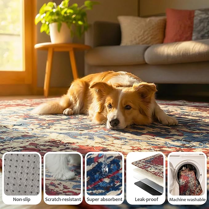 Washable Pee Pads for Dogs, Reusable Puppy Potty Training Pads, Ultra-Absorbent Thick Waterproof Leak-Proof Non-Slip Pads & Mat for Crate, Playpen, Floor, Whelping & Housebreaking , 2 Pack 24"x48"