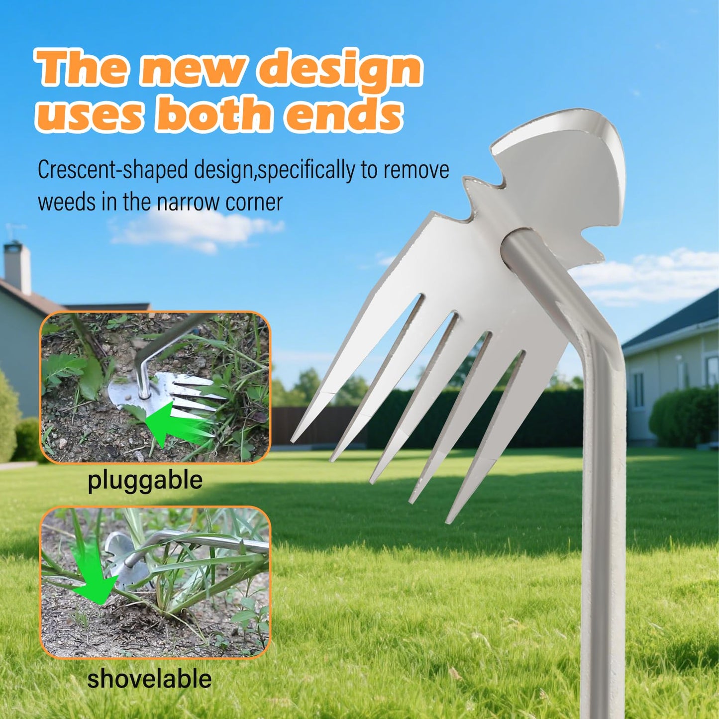 Carrie Rowe Weed Remover Tool,New Durable Garden Weed Tool,Gardening Weeding Tools,Portable Garden Weeding Tool for Vegetable Gardening Backyard Farm Planting & Weeding (Rubber Handle)