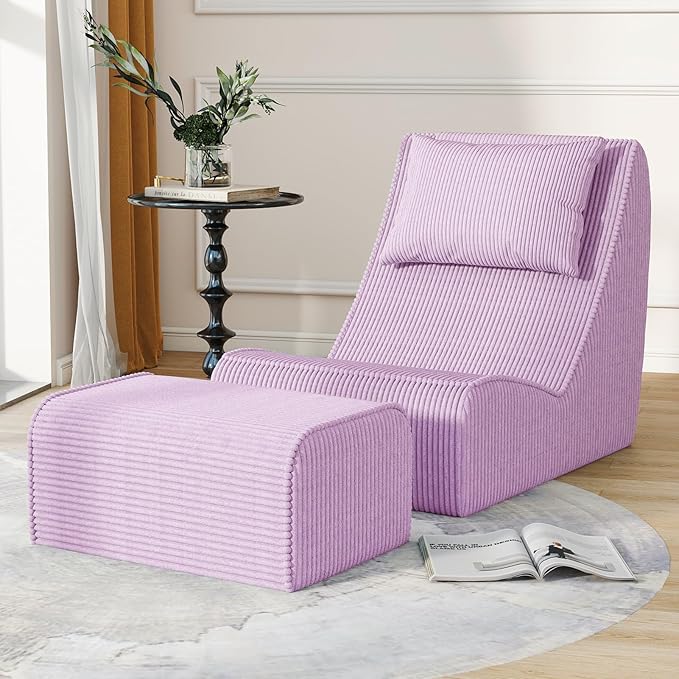 Giant Bean Bag Chair for Adults, Corduroy Chaise Lounge