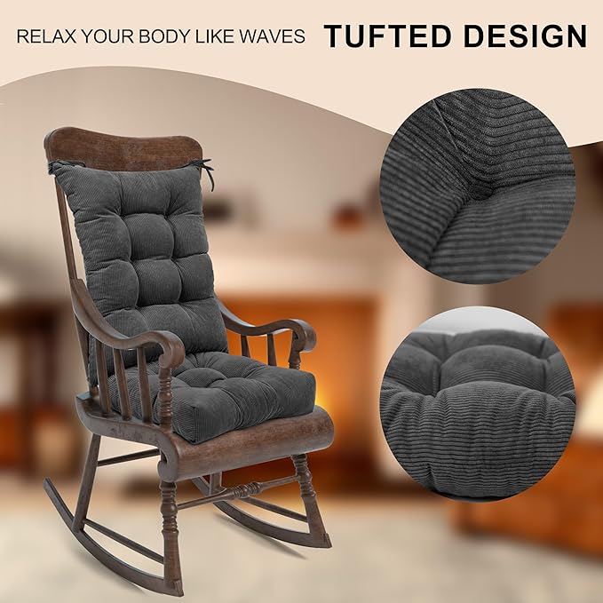 Lokex Rocking Chair Cushion Only, Tufted Non-Slip Comfortable Rocking Chair