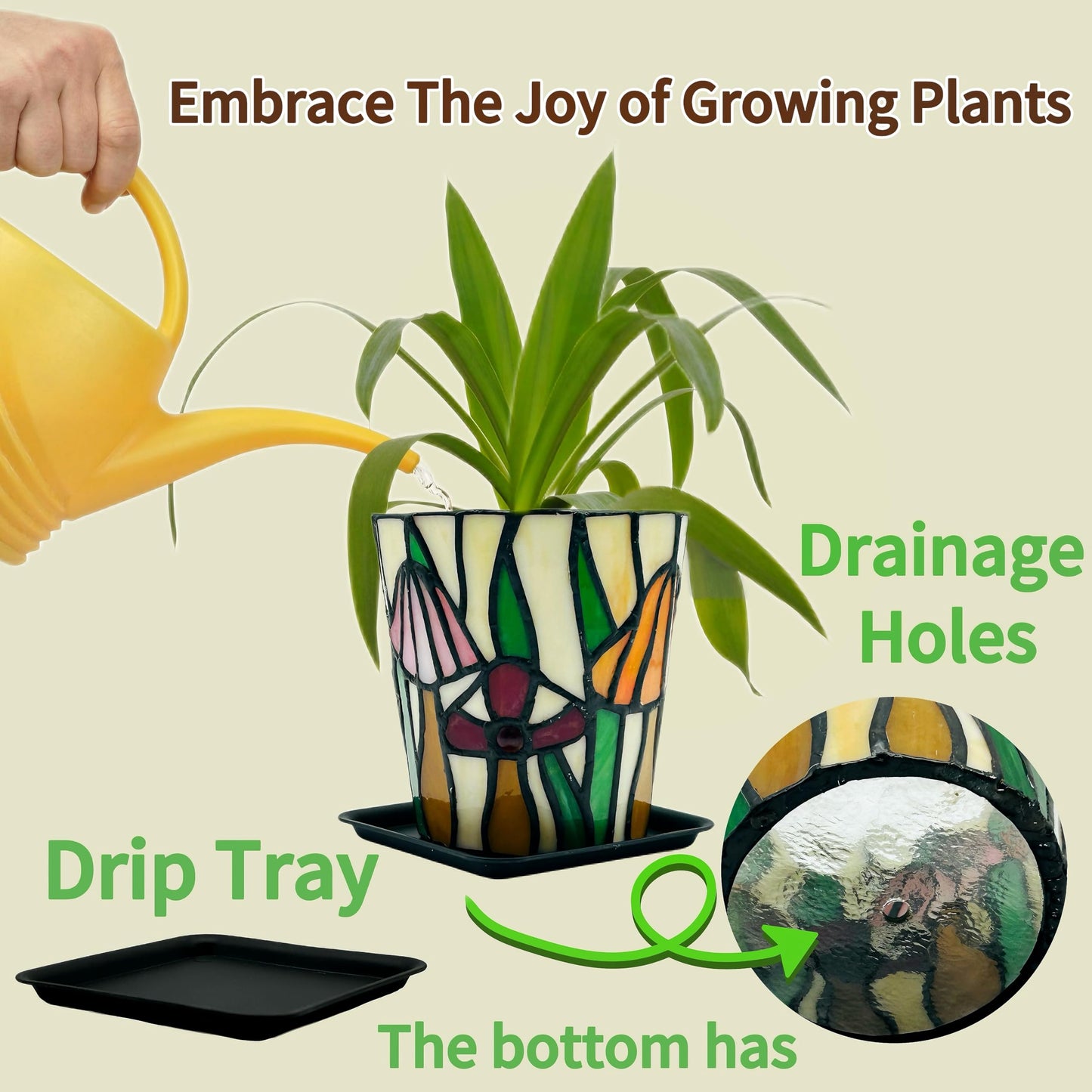 Entlityful Stained Glass Mushroom Planter,Mushroom Pot with Drainage Holes,Unique Indoor and Outdoor Plant Pots, Funny Sansevieria Garden Planters, Gifts for Gardeners Woman Visit The Store