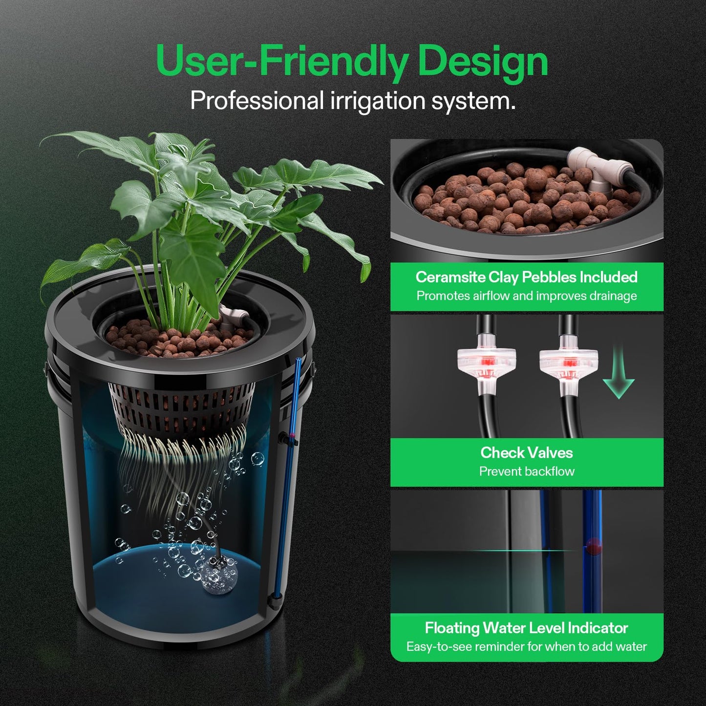 VIVOSUN DWC Hydroponics Grow System with Top Drip Kit, 5-Gallon Deep Water Culture, Recirculating Drip Garden System with Multi-Purpose Air Hose, Air Pump, and Air Stone (8 Buckets + Top Drip Kit)