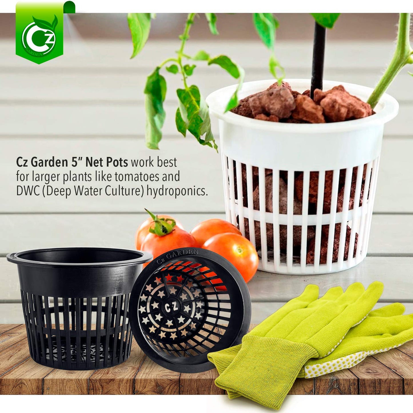 5 inch Net Pots Heavy Duty Round Cups Wide Rim Design - Orchids • Aquaponics • Aquaculture • Hydroponics Slotted Mesh (Cz All Star 10 Black Pots)