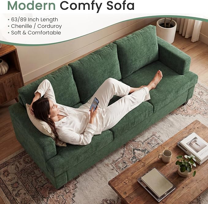 YOUDENOVA 2 Piece Set Comfy Sofa Couch, 3-Seater Sofa * 2