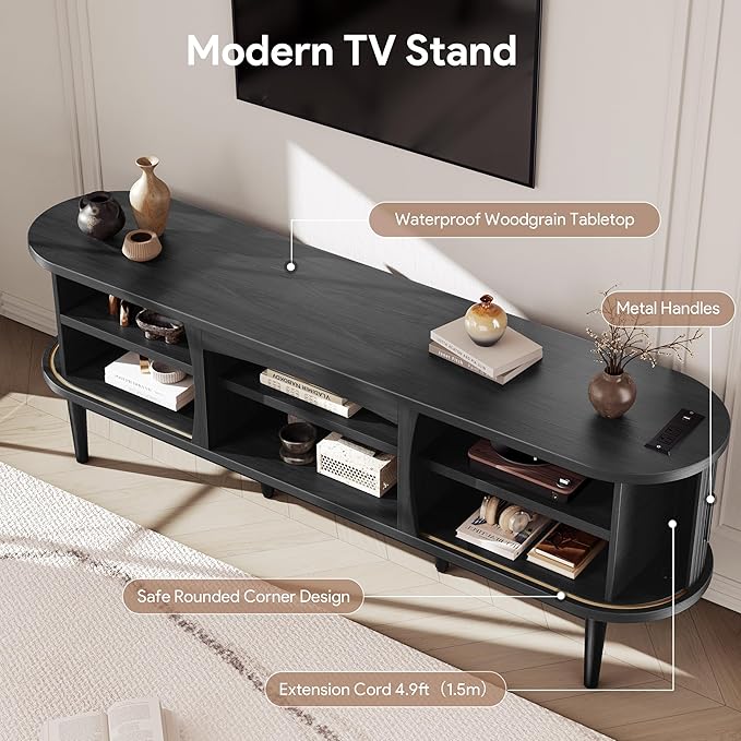 Decofy Mid Century TV Stand for TVs up to 80 Inches, Entertainment Center