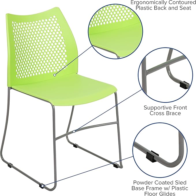 Flash Furniture HERCULES Series 661 lb. Capacity Green Stack Chair