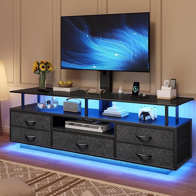 BTHFST TV Stand with Mount for 32/55/65/70 inch TVs, 51.2" LED TV Stand with