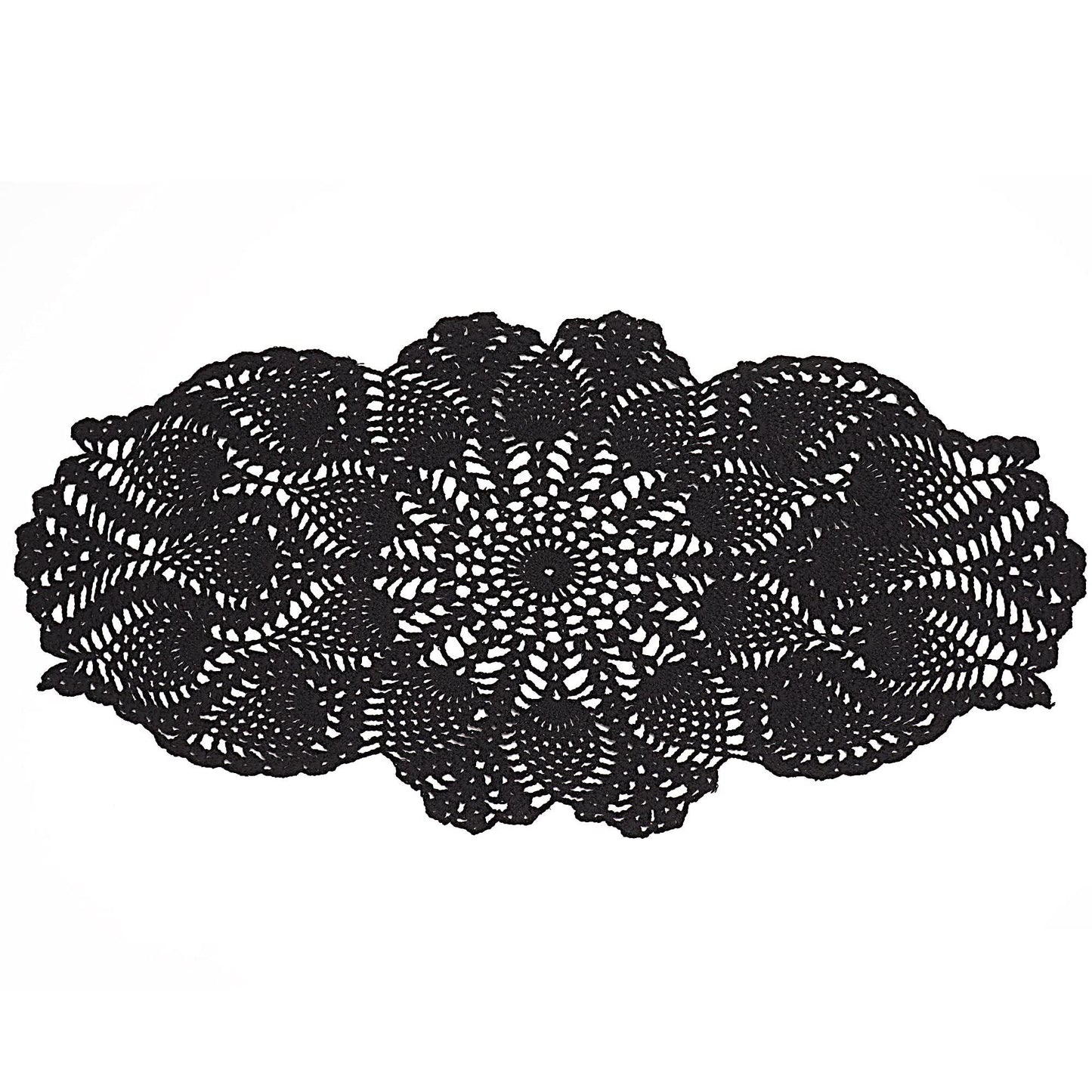 Qxzvzem One Piece 23 x 12 Inch Oval Doilies Crochet for Dressers and End Tables Crafts Disposable Small Halloween Valentines Doilies Cloth Lace Placemats Coasters Black Cotton Vintage Tablecloth