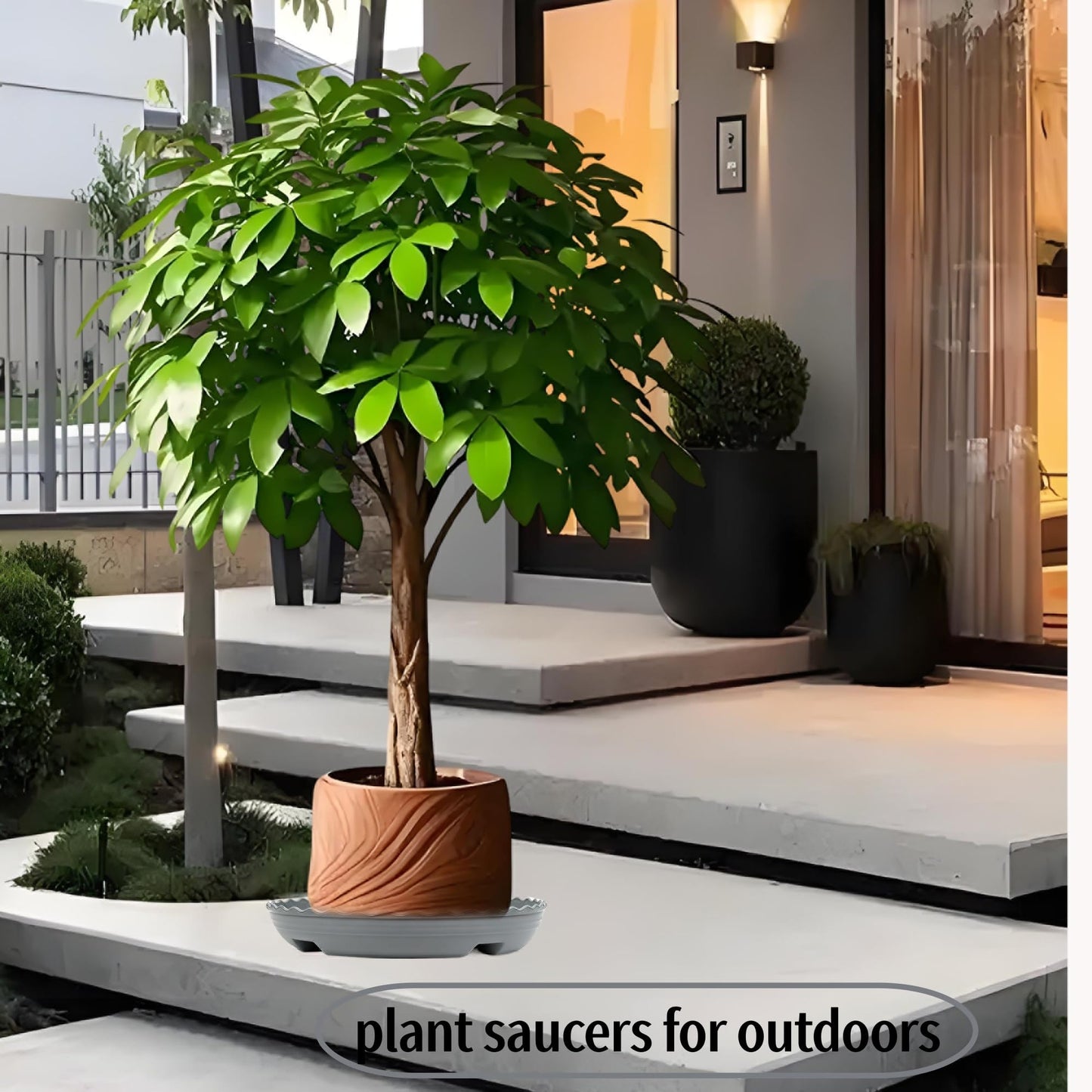 Prettyia Plant Pot Tray and Plant drip Tray Pot Saucers,Plant Saucers for Indoors and outdoors6 8 10 12 14inch,Plastic Plant Heavy Duty Plant 14inch 2Pack Grey