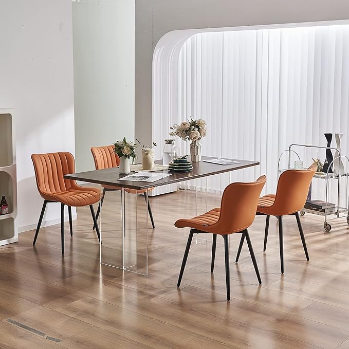 YOUNUOKE Dining Chairs Set of 2 Camel Mid Century Modern Kitchen Chairs Armless