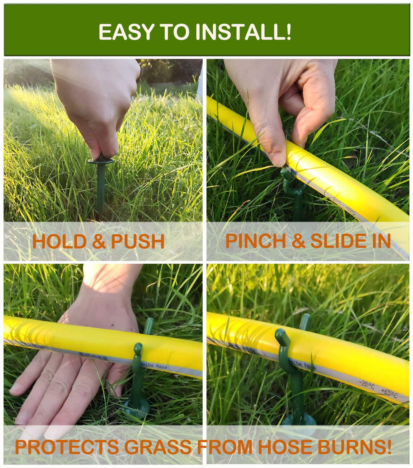 Garden Hose Guide Stakes Set of 10 - Heavy Duty 3/4” Hose Holder Spike for Lawn & Plant Saver, Yard Soaker Support, Durable Kink-Free Watering (Fit 3/4”Hoses)