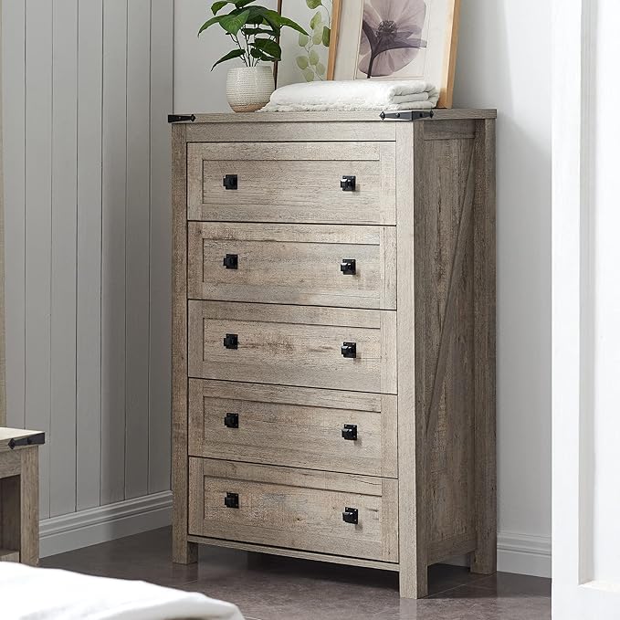 T4TREAM Farmhouse 5 Drawers Dresser Chests