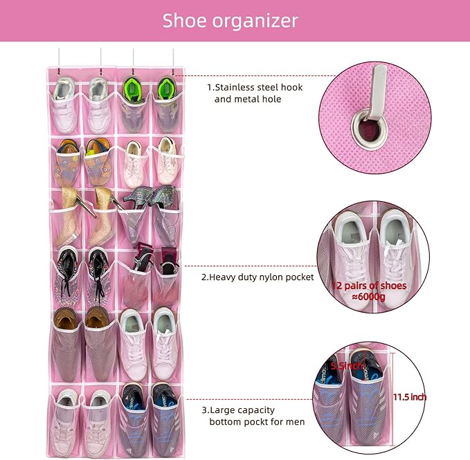 SAVERHO Hanging Shoe Organizer, Over The Door Shoe Organizer