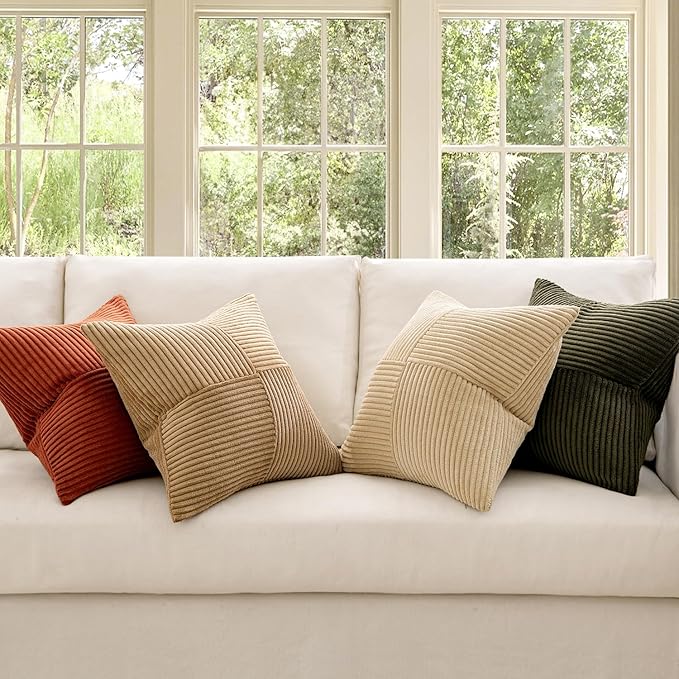 MIULEE Rust-Olive Green Decorative Throw Pillow Covers 18x18 Inch Set of 4 Boho