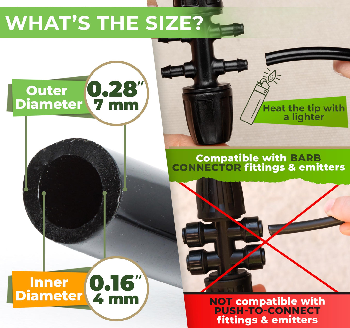 CARPATHEN 1/4 Drip Irrigation Tubing - 200 ft Black Drip Irrigation Hose Perfect for DIY Garden Irrigation System, Hydroponics, Misting, or as Blank Distribution Tubing for Any Garden Project