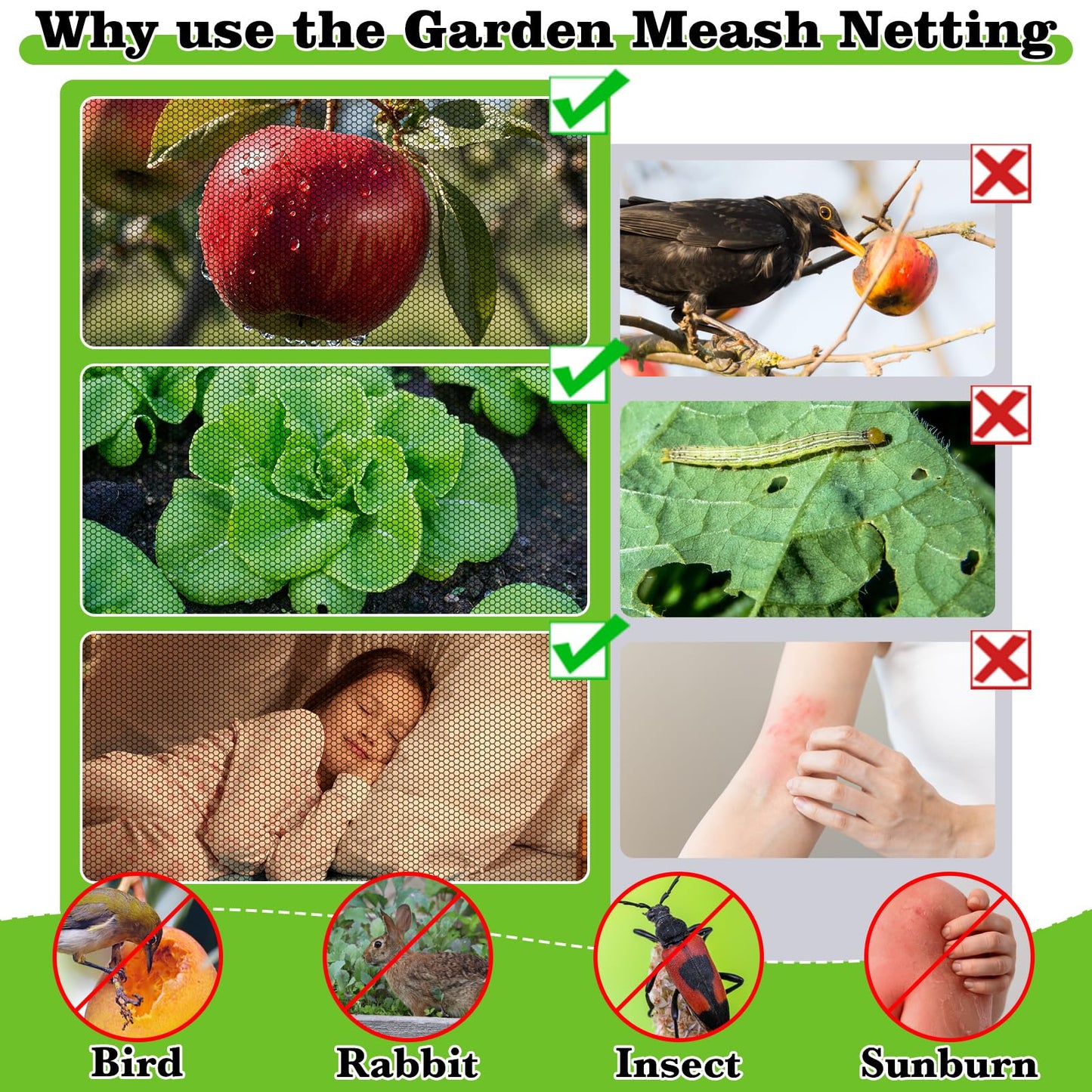39 x 10 Ft Mosquito Netting for Garden Patio, Breathable Mesh Net for Bird and Insect Protection, Plant Cover for Vegetables, Fruits and Flowers, 3x12m Black