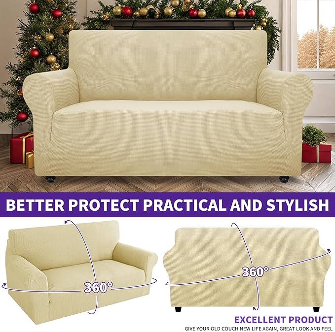 ZNSAYOTX Super Stretch Couch Cover Love Seat Sofa Covers