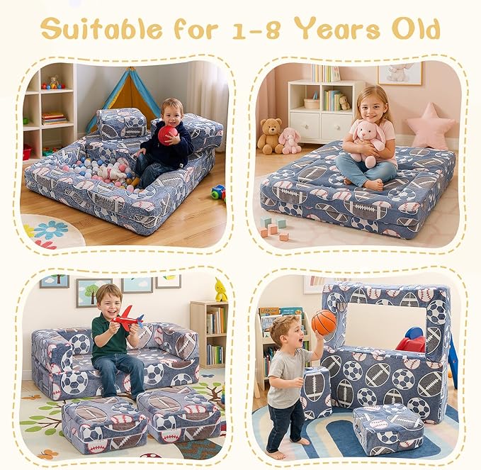 Cvortll Modular Kids Play Couch, Glow in Dark Kids Sofa, Child Sectional Sofa