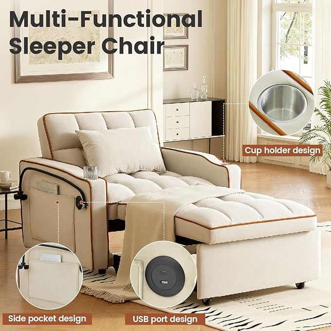 Convertible Sleeper Chair, Chairs Bed Sleepers