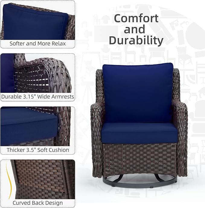Towallmark Outdoor Swivel Wicker Glider Patio Chairs
