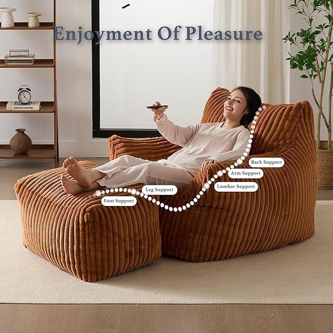 Gericco Oversized Bean Bag Chaise Lounge Chair Indoor