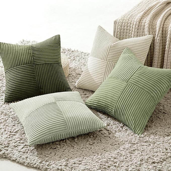MIULEE Summer Light Green Decorative Throw Pillow Covers 18x18 Inch Set of 4