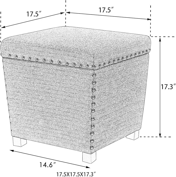 Adeco Square Storage Ottoman
