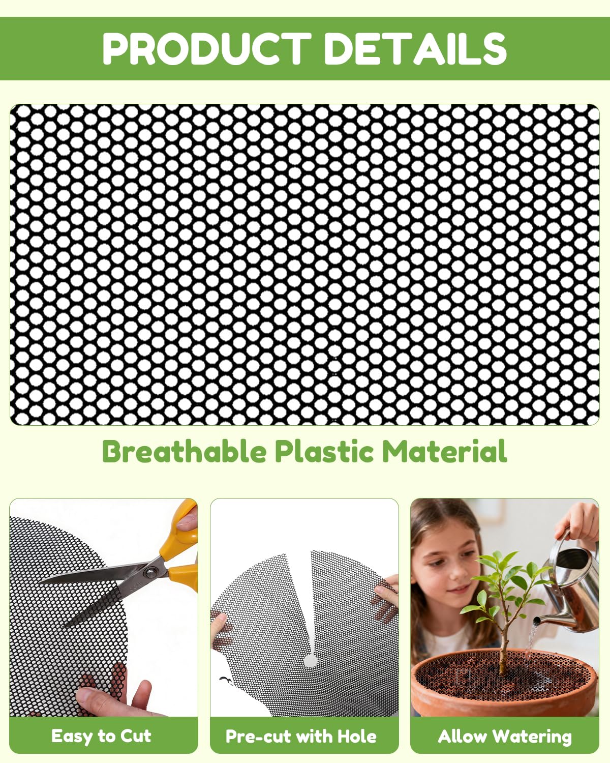 Ztzfacai 4 Pcs 15.7" Plant Pot Grids - Cuttable Plant Pot Soil Protector,Catproof Babyproof Flower Pot Grid Guard with 4 Nails,Indoor Potted Plant Protector,Animals Digging Stopper