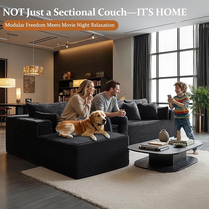 138" Cloud Sectional Couch, Comfort L Shaped Boneless Couch