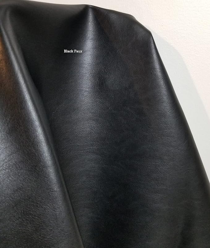 Black Soft Faux Leather Fabric PU Leather by The Yard Synthetic Pleather 0.9 mm