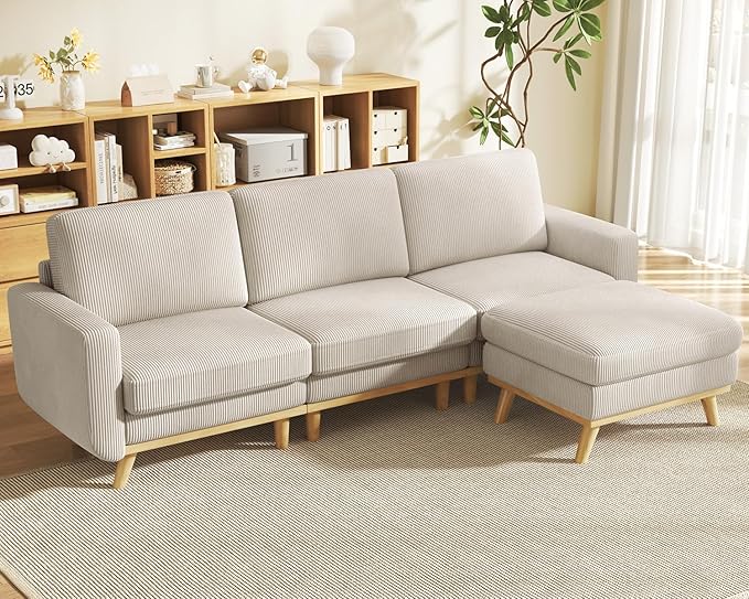 Vesgantti 97" Modular Sectional Sofa Light Gray, L-Shaped Couch