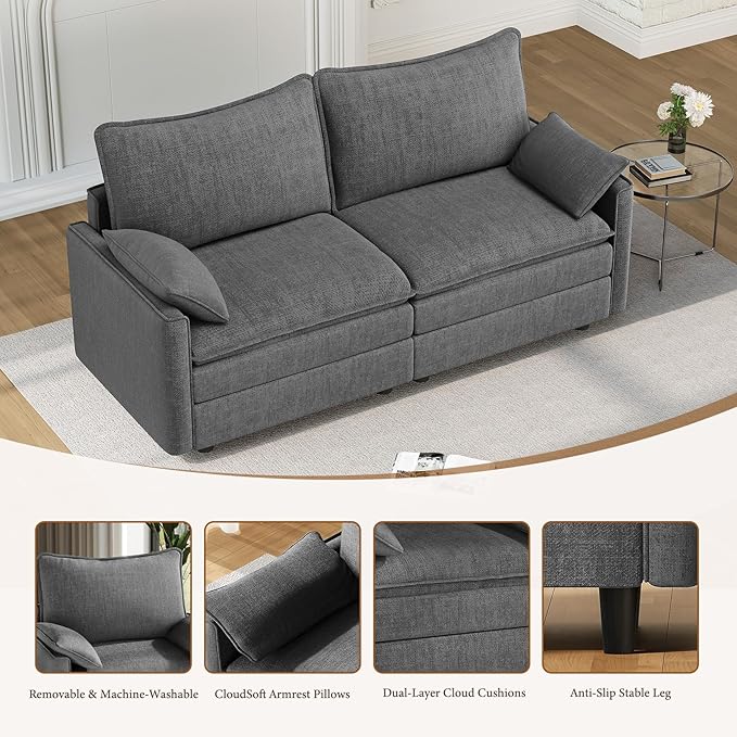 Vesgantti 74" Loveseat Sofa for Living Room, Comfy Cloud Couch Deep Seat